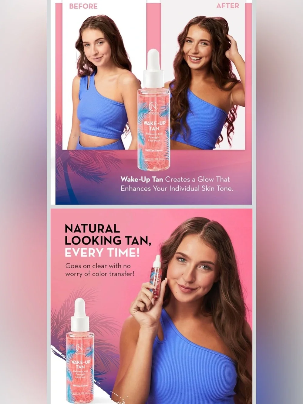 New Wake-Up Tan hyaluronic acid overnight face self-tan serum